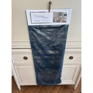 Celebrity Home Navy Blue Gold Velvet Table Runner NWT 16" X‎ 90" Holiday
